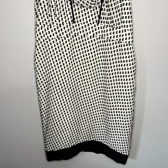Zac Posen Silk Chiffon Swiss Dot 40’s Style Sheath Dress Black Cream 6 - Picture 8 of 12